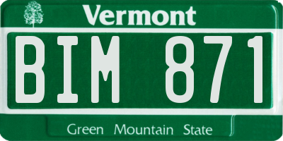 VT license plate BIM871