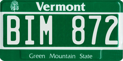VT license plate BIM872