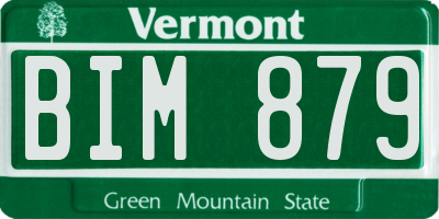 VT license plate BIM879