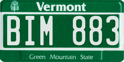 VT license plate BIM883
