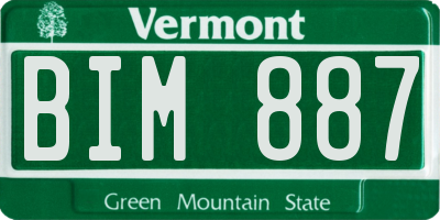 VT license plate BIM887