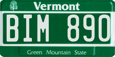 VT license plate BIM890