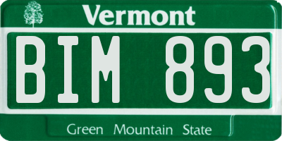 VT license plate BIM893