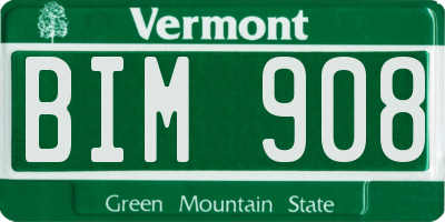 VT license plate BIM908