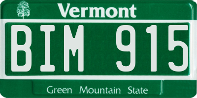 VT license plate BIM915