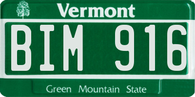 VT license plate BIM916