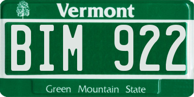 VT license plate BIM922