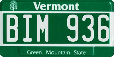 VT license plate BIM936