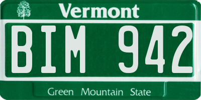 VT license plate BIM942
