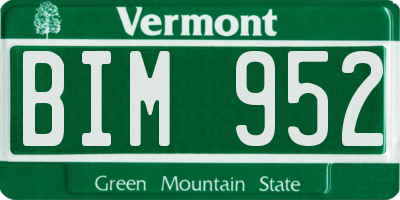 VT license plate BIM952