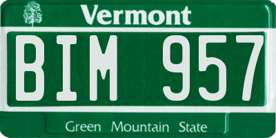 VT license plate BIM957