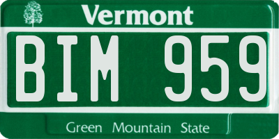 VT license plate BIM959