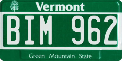 VT license plate BIM962