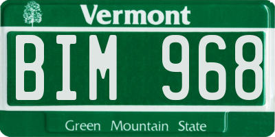 VT license plate BIM968