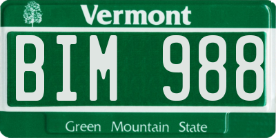 VT license plate BIM988