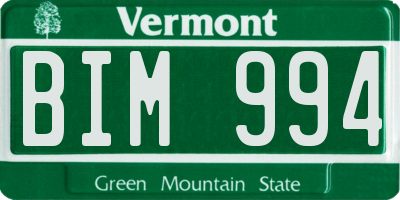 VT license plate BIM994