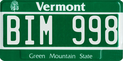 VT license plate BIM998