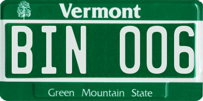 VT license plate BIN006