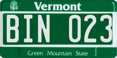 VT license plate BIN023
