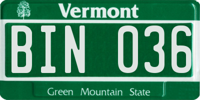 VT license plate BIN036