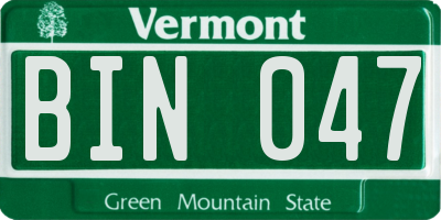 VT license plate BIN047