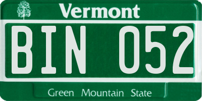 VT license plate BIN052