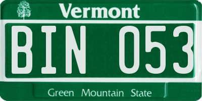 VT license plate BIN053