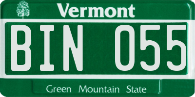 VT license plate BIN055