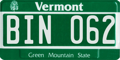 VT license plate BIN062