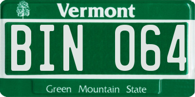 VT license plate BIN064