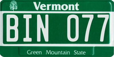 VT license plate BIN077