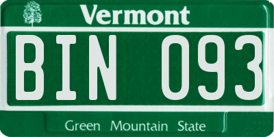 VT license plate BIN093