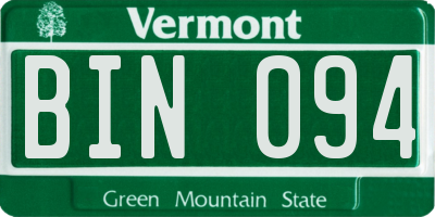 VT license plate BIN094