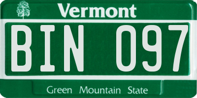 VT license plate BIN097