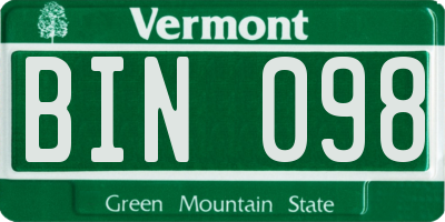 VT license plate BIN098