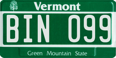 VT license plate BIN099