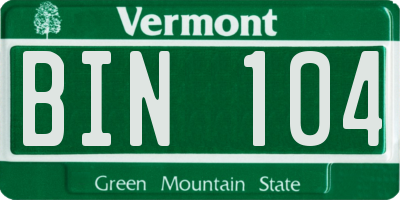 VT license plate BIN104