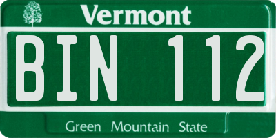 VT license plate BIN112