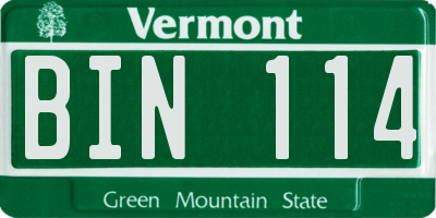 VT license plate BIN114