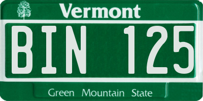 VT license plate BIN125