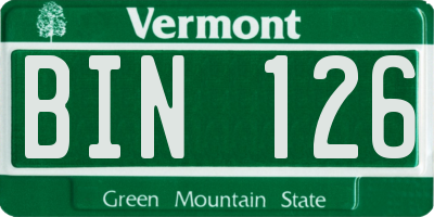 VT license plate BIN126