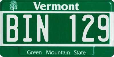 VT license plate BIN129