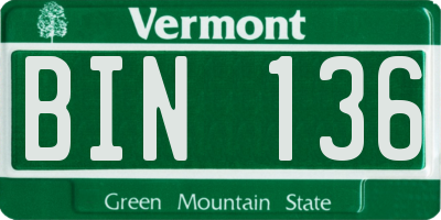 VT license plate BIN136