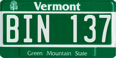 VT license plate BIN137