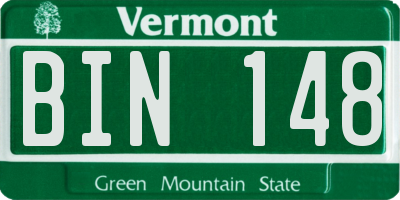 VT license plate BIN148