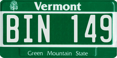 VT license plate BIN149