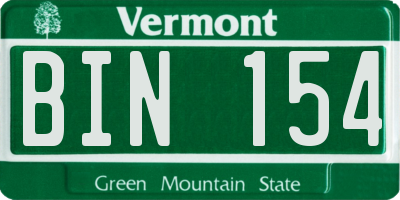 VT license plate BIN154