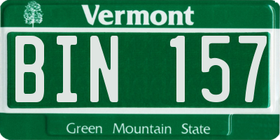 VT license plate BIN157