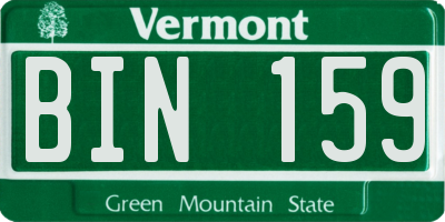 VT license plate BIN159