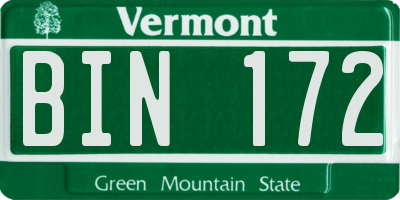 VT license plate BIN172